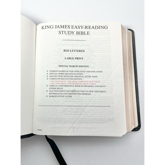 Whitaker House Bible KJVER Black Leather Special Margin Large Print Red Letter - Picture 9 of 12